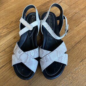 Mephisto White Snake Print Strappy Sandals Size 8